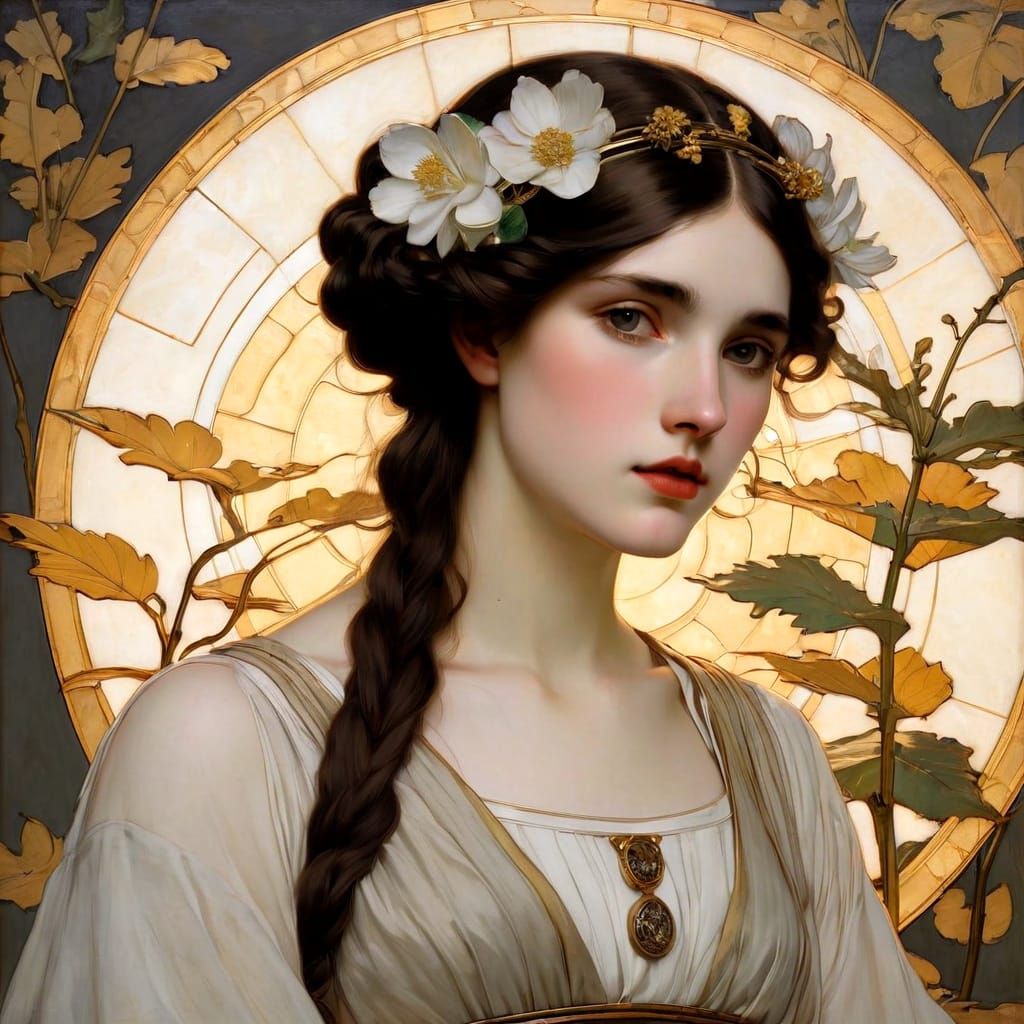 Art Nouveau Flower Girl Portrait