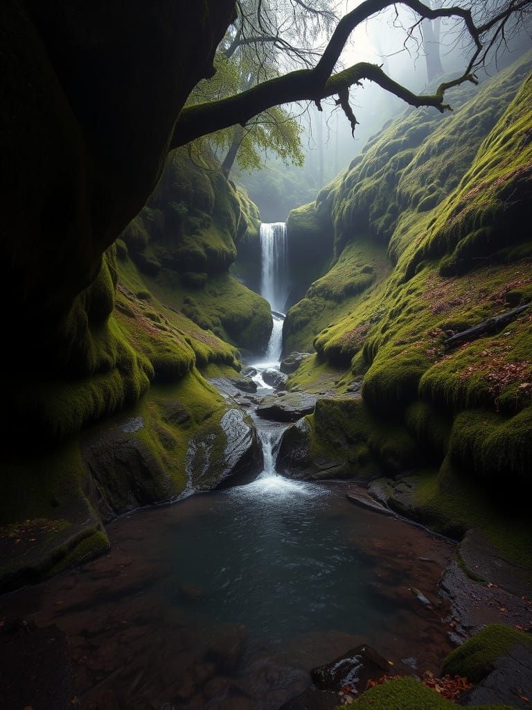 Dreamy Mossy Glen Landscape