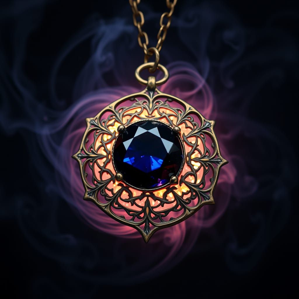 Dark Sapphire Necklace Emanates Ominous, Ethereal Glow