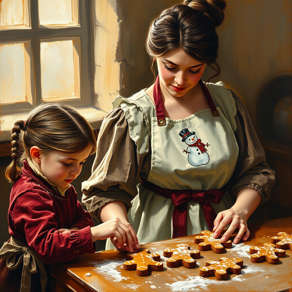 Warm Winter Scene in the Style of Old Master Oil Paintings