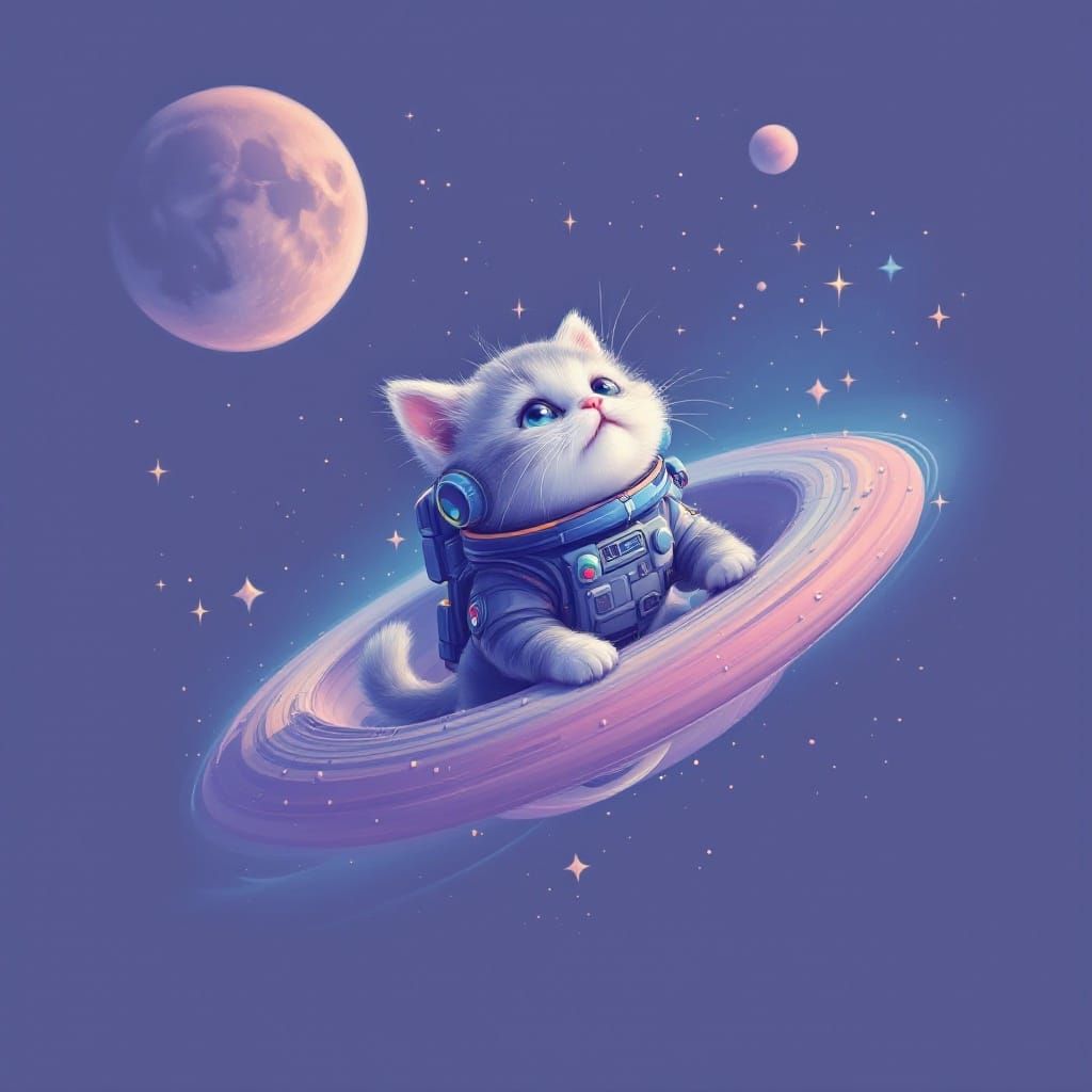 Kitty Cat Floating in Space