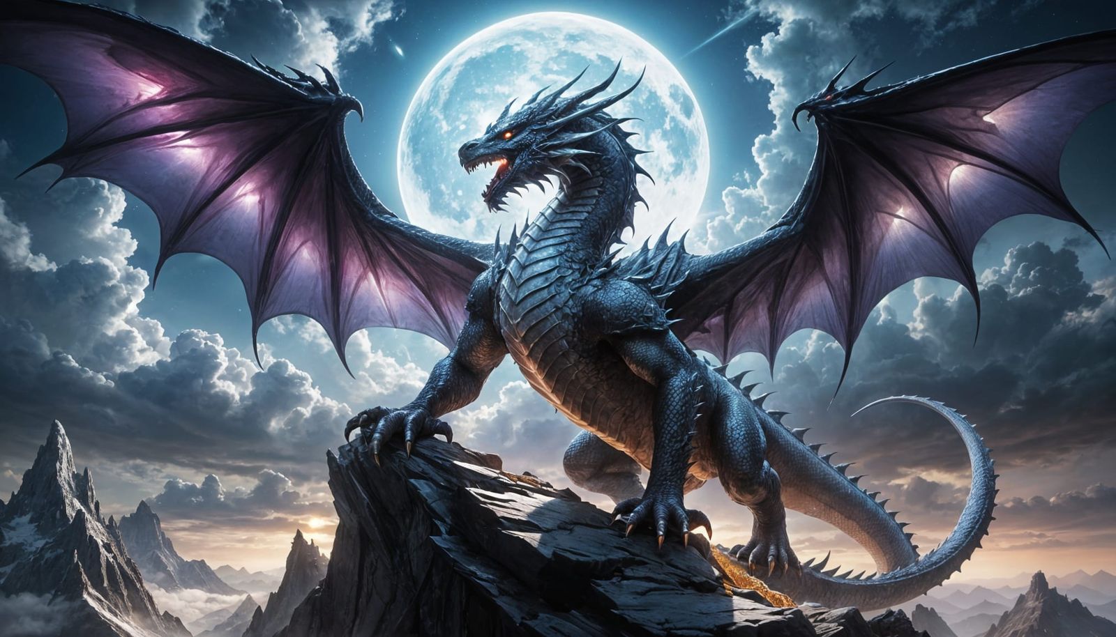 Ethereal Dragon God Ascends in Radiant Moonlight