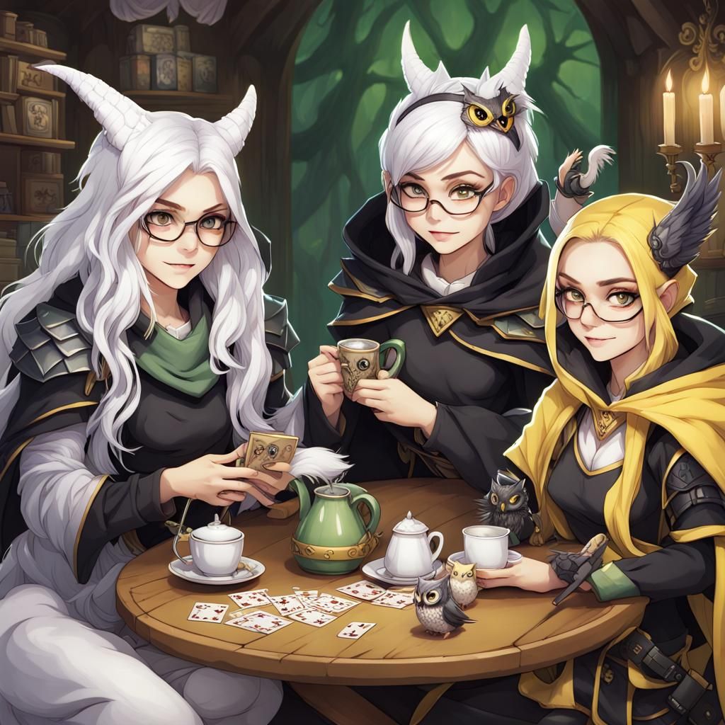 Fantasy Girls' Game Night: Dragon, Harpy, and Student
