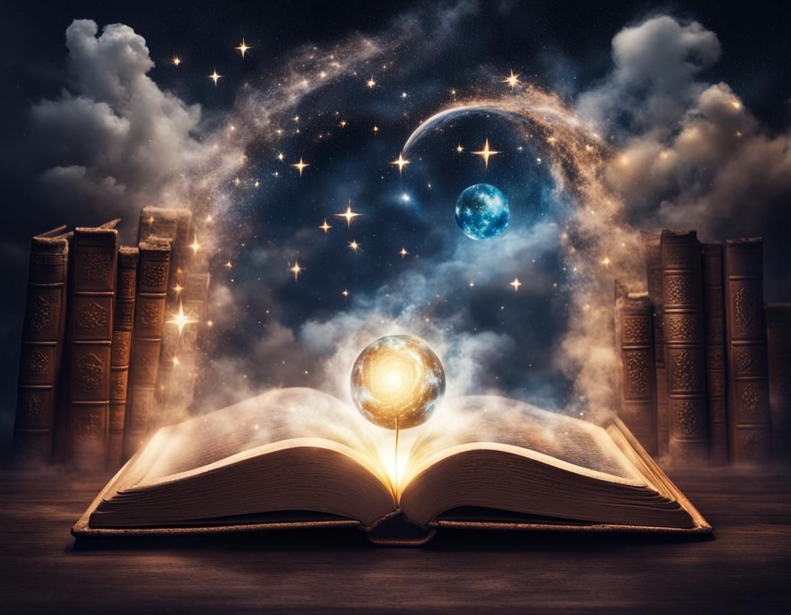 Magical World Emerging from Ancient Book
