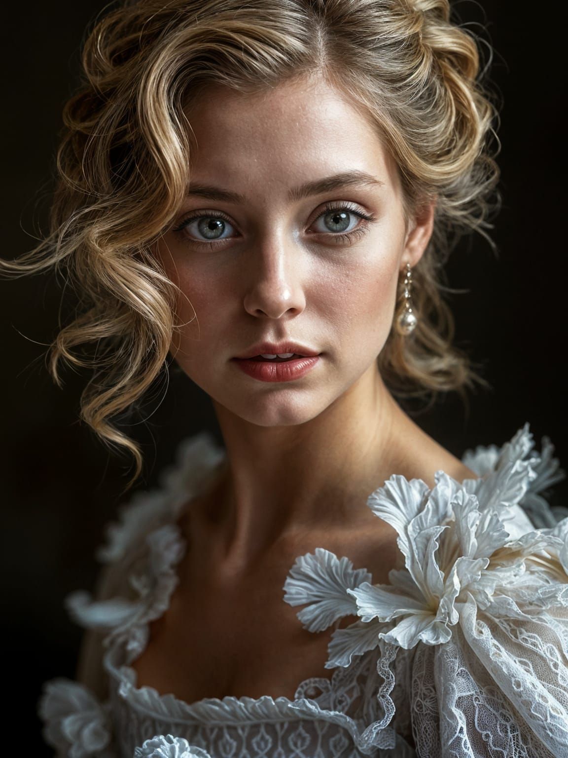 Elegant 18th Century Girl Portrait in Rococo Style