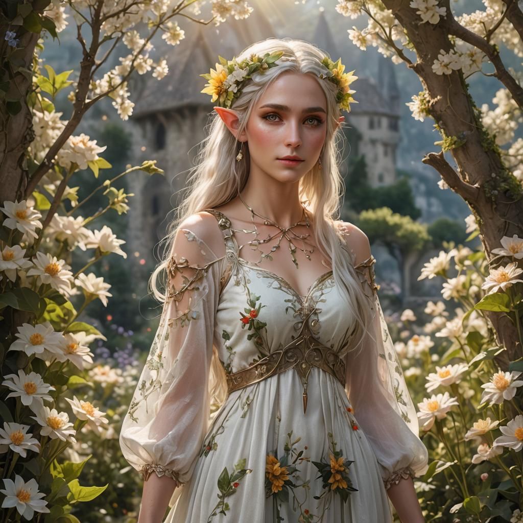 Female Elf in Southern France Flower Field