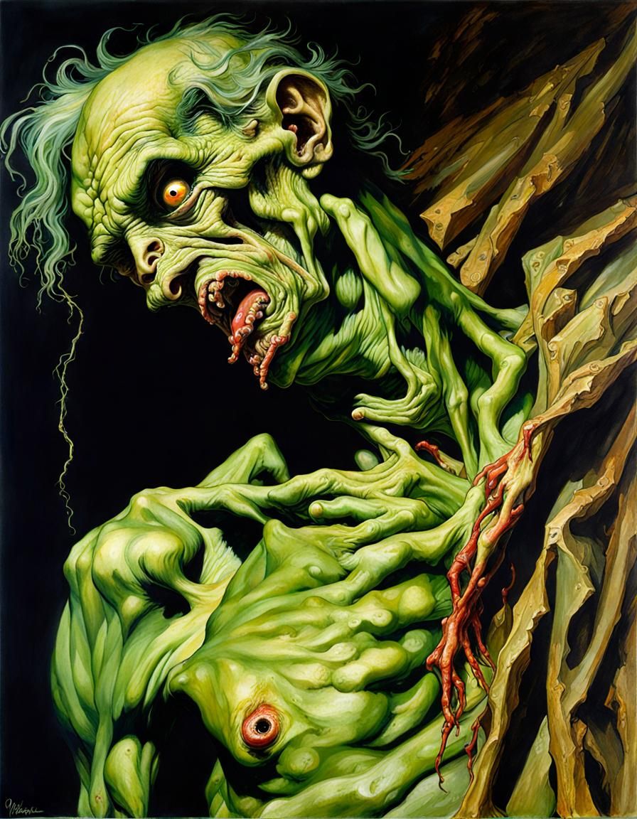 Horrifying Zombie Portrait in Chiaroscuro Style