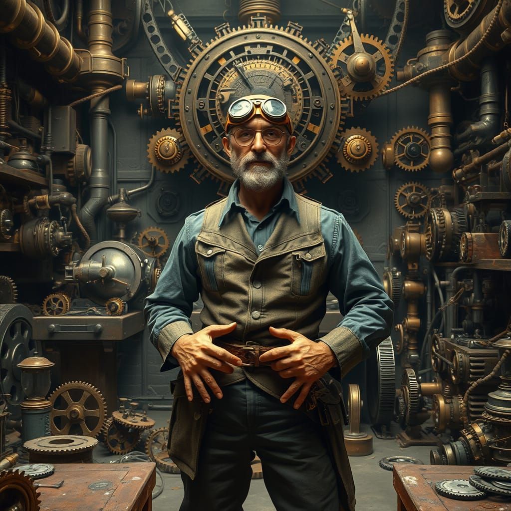Steampunk Inventor's Workshop, Art Nouveau Style