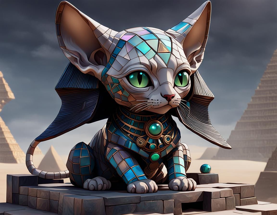 Sphynx Cat in Anime Style