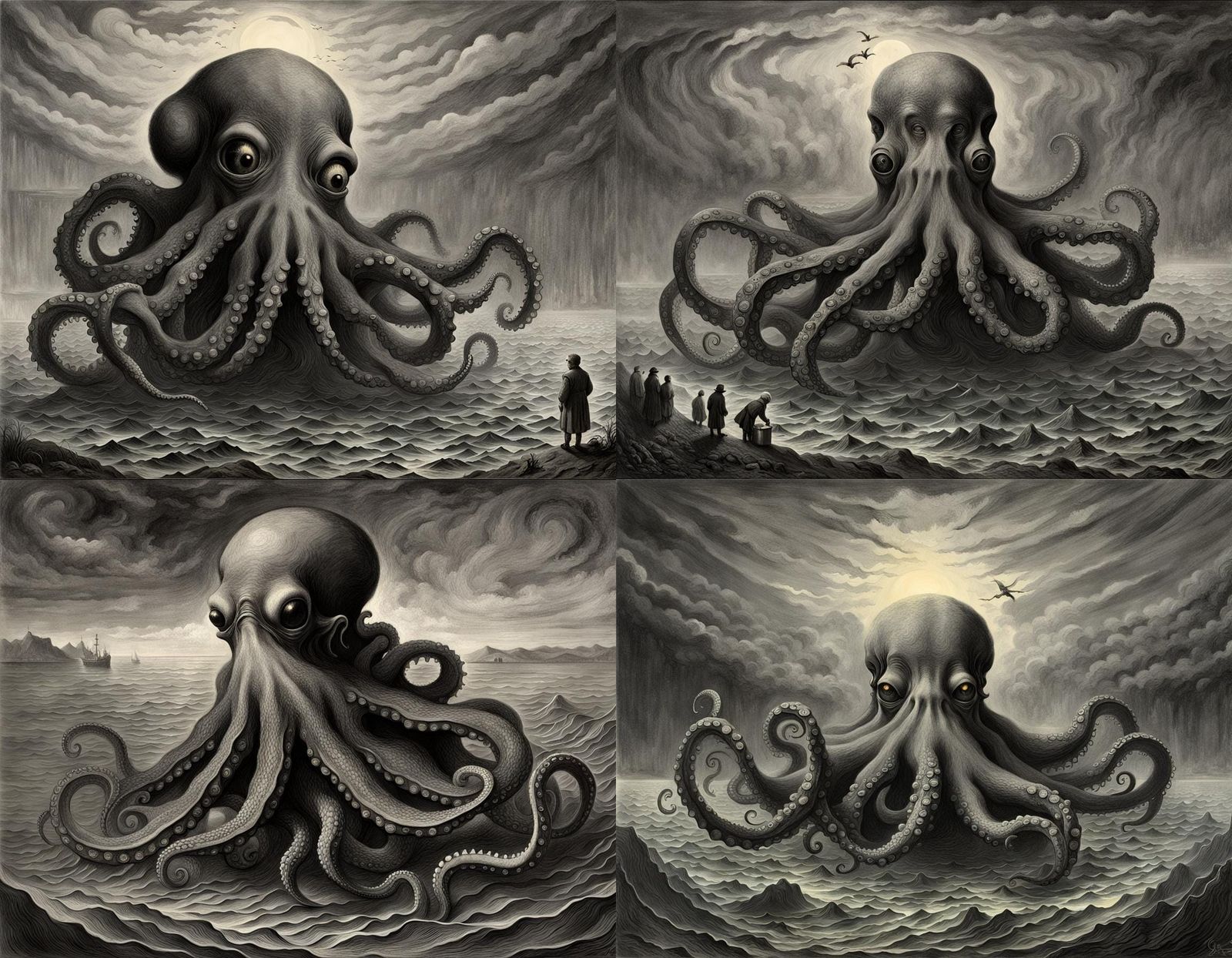 Horrific Octopus Homunculus in Dark Fantasy Style