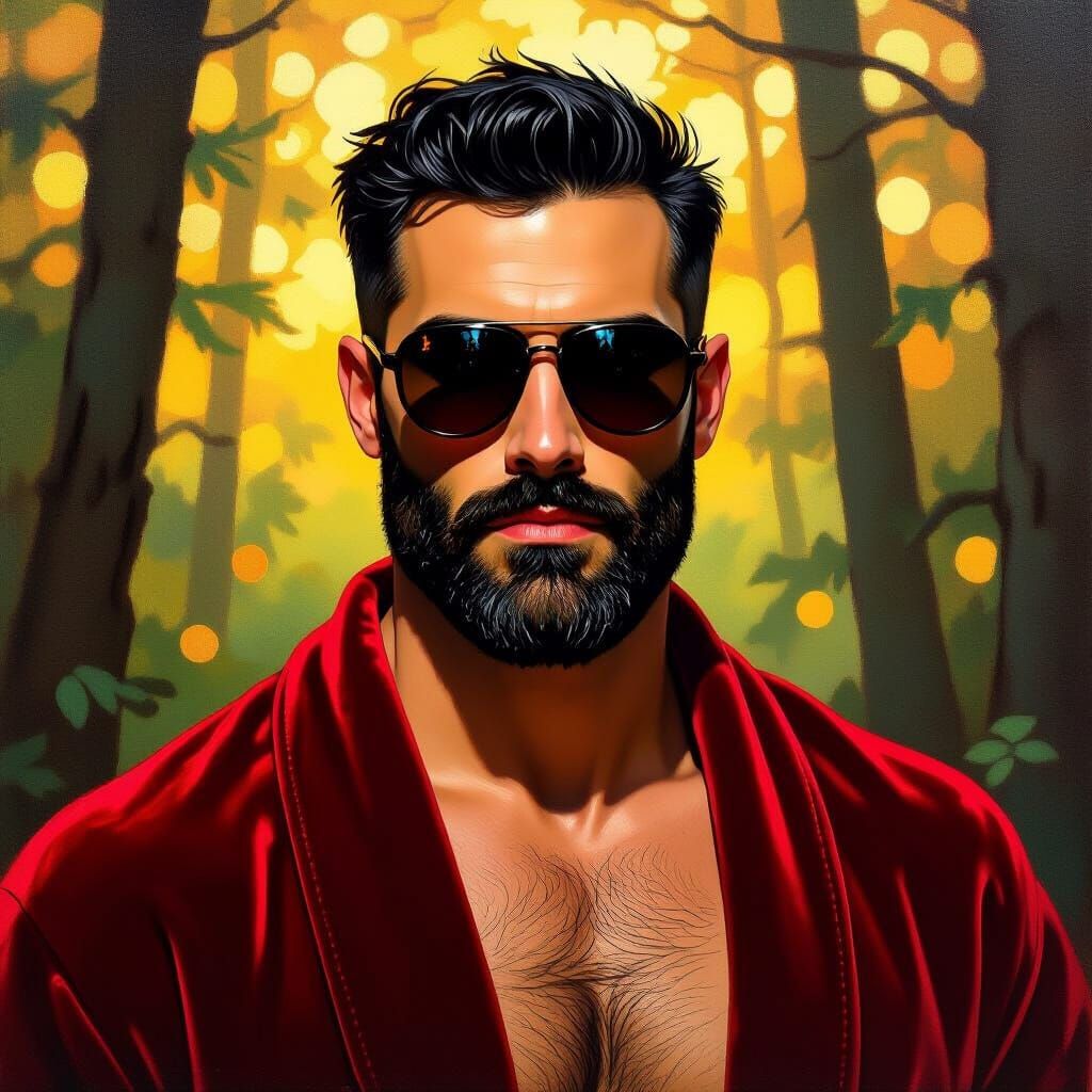 Fierce Man in Velvet Robe, Impasto Portrait