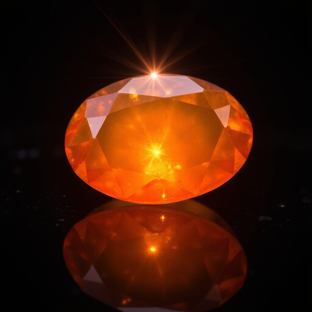 Fire Opal Gemstone Star in Hyperrealistic Style