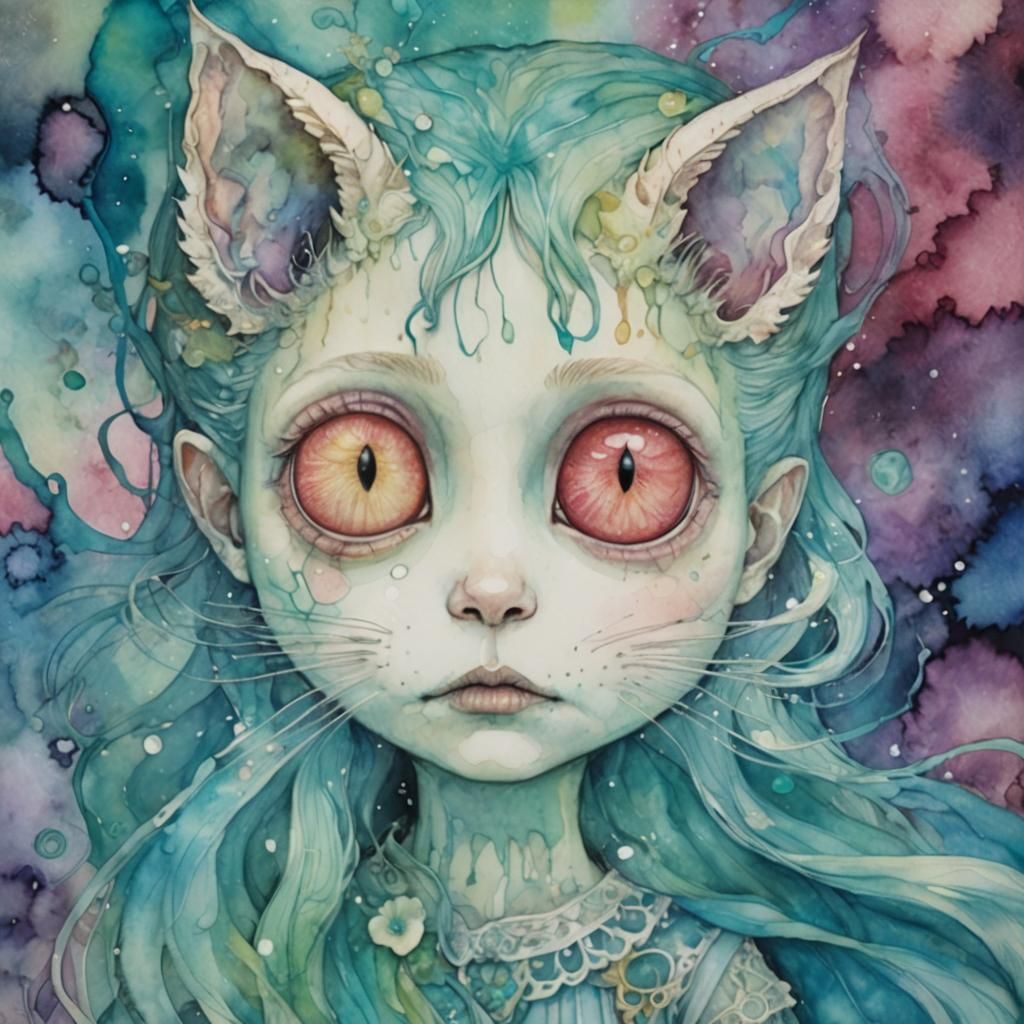 Hyperdetailed Magical Being in Alcohol Ink Style