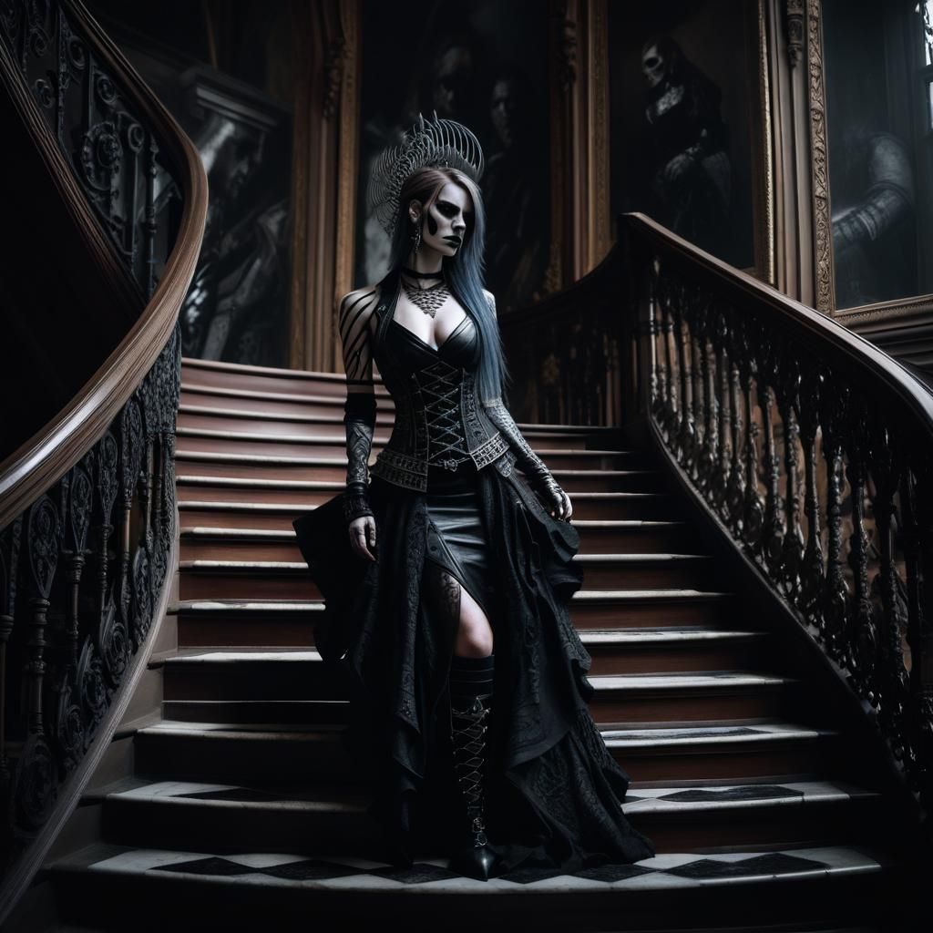 Intricate Metalhead Portrait in Gothic Setting