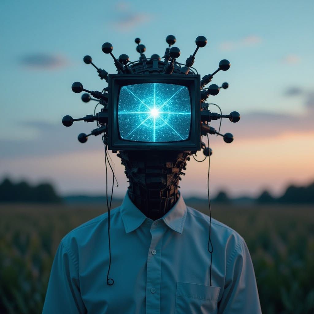 Surrealist Figure in a Dreamlike Double Exposure Effect, Ble...