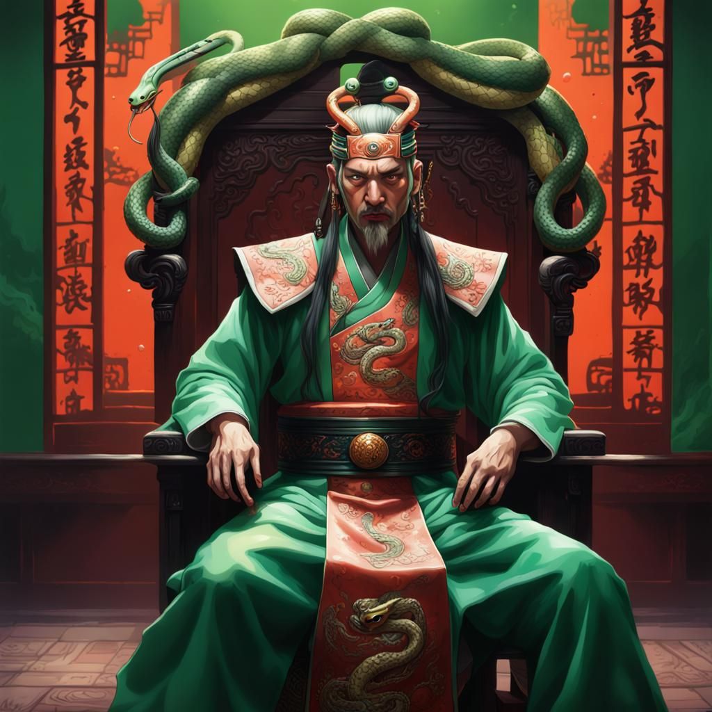 Snake King in Chinese Hell, Hyperrealistic Art