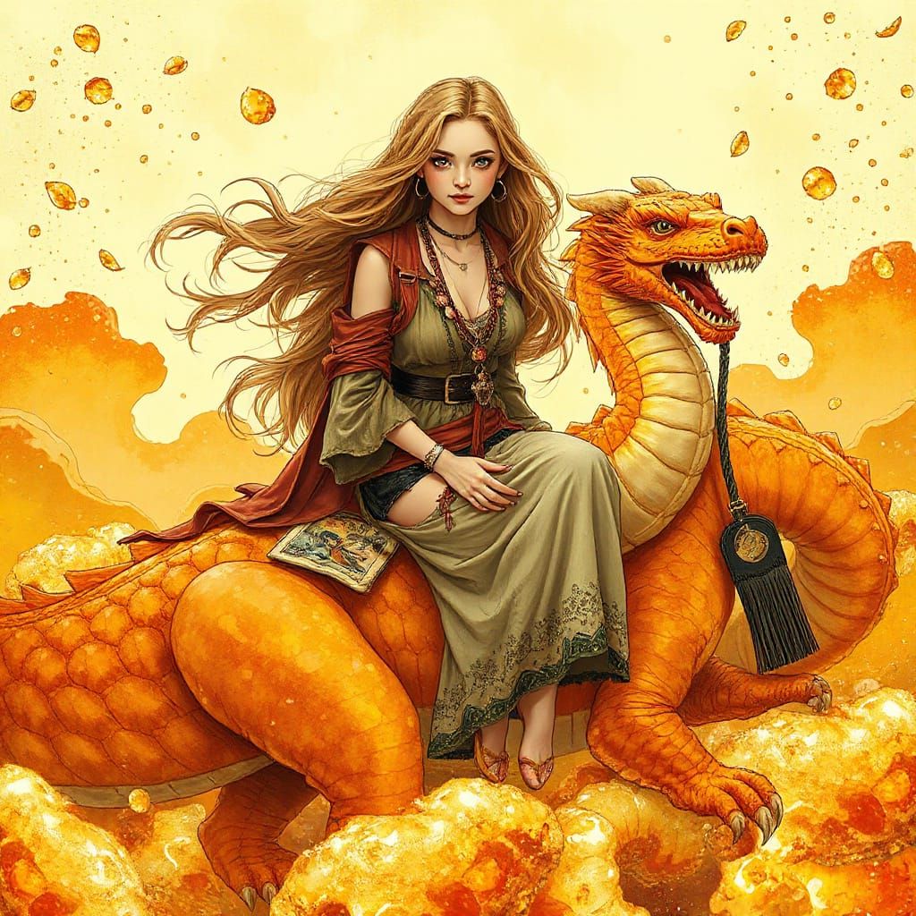 Woman on Gummy Dragon in Soda Sea