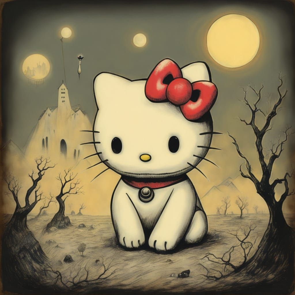 Hello Kitty in Epic Horror Style
