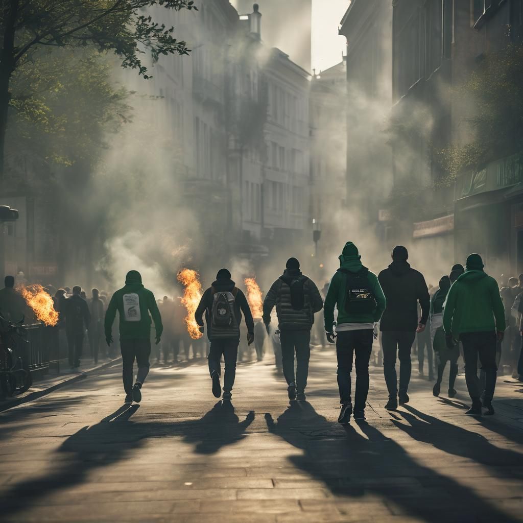 Football Hooligans in Cinematic Street Photography