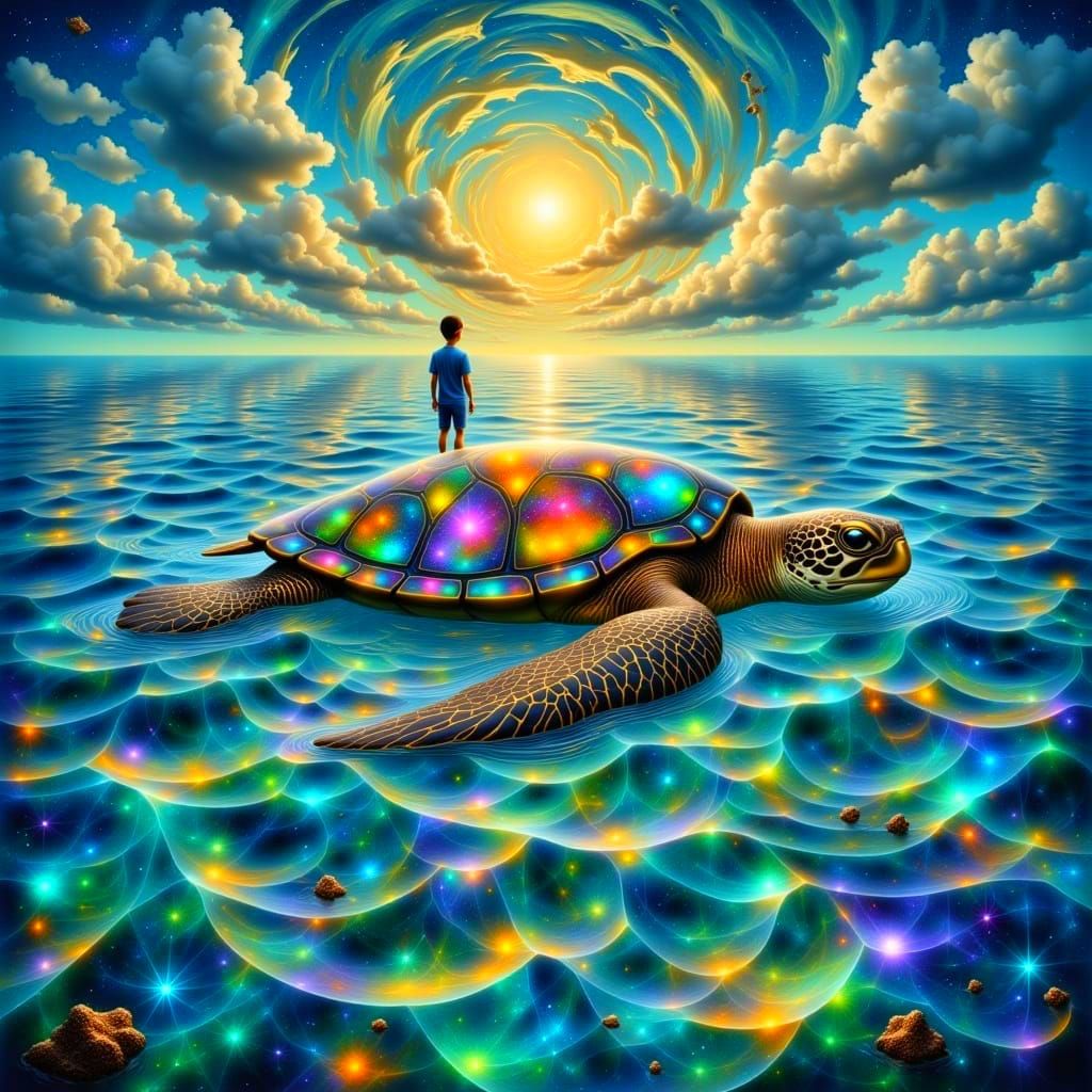 Surreal Geometric Harmony at the Water's Edge