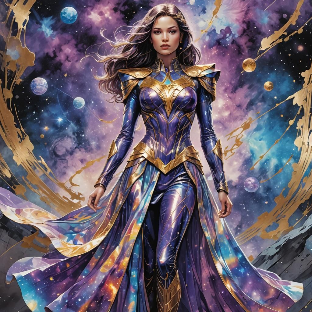 Superhero Embedded in Marble Wall, Comic Book Style