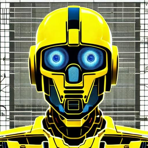 Robot Blueprint in Baroque Sci-Fi Style