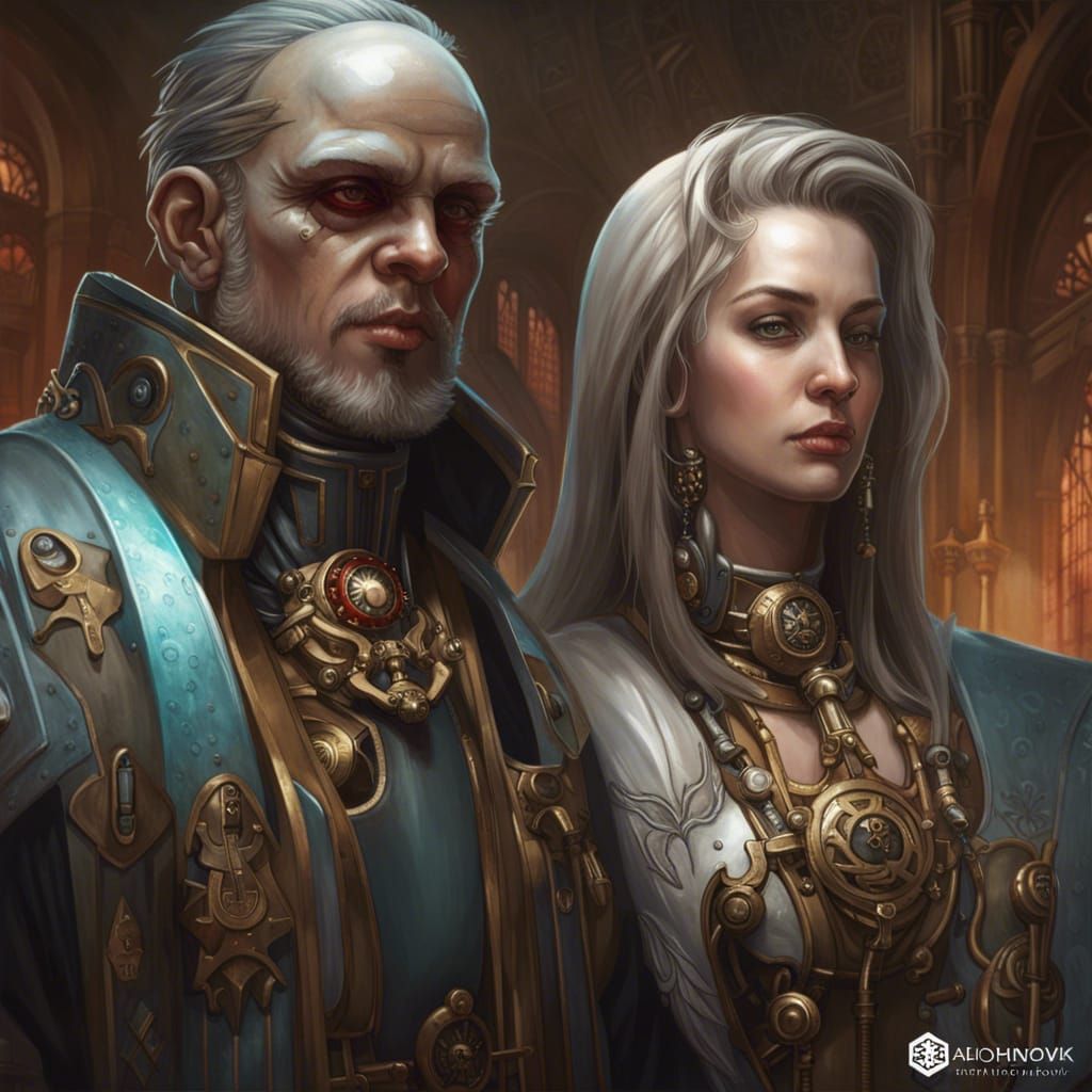 Warhammer 40K Techno Priest and Battle Sister Portrait