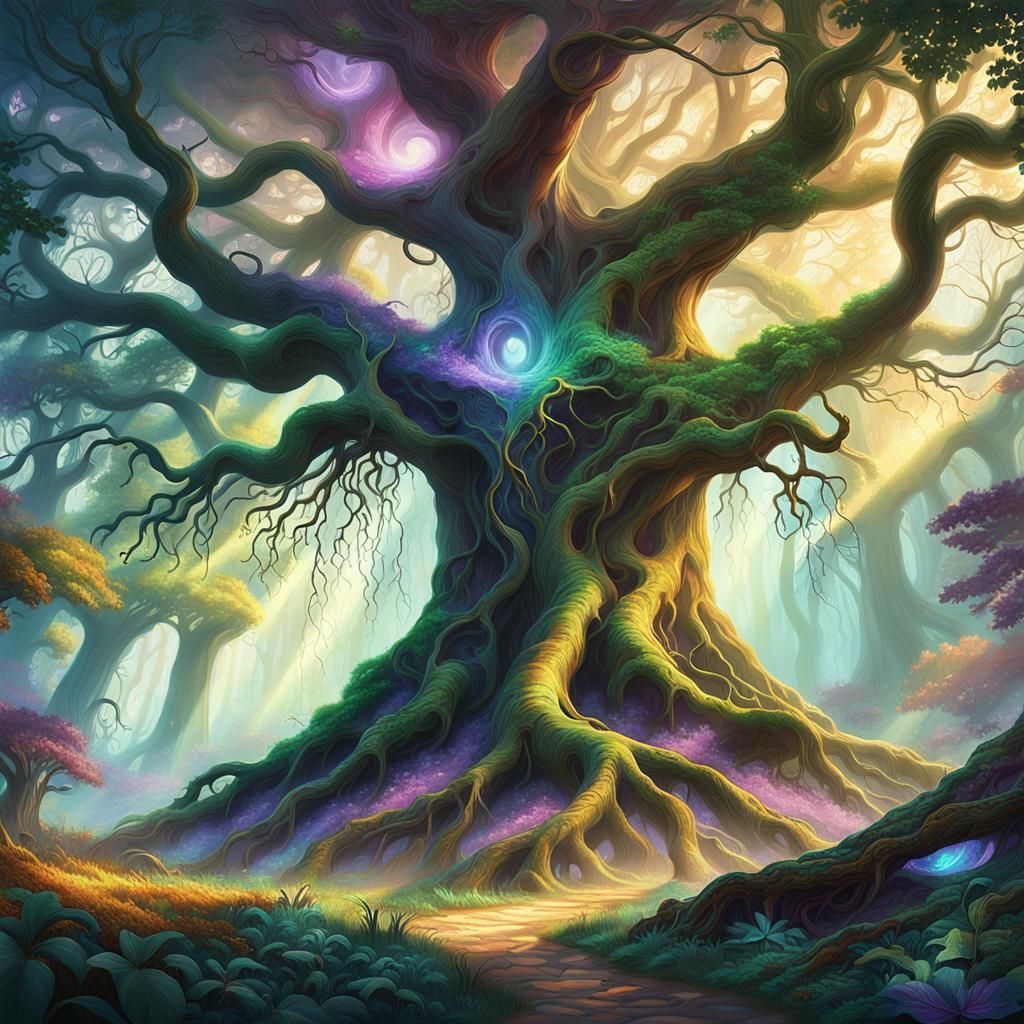 Ethereal Forest: Mystical Energy in Matte Painting