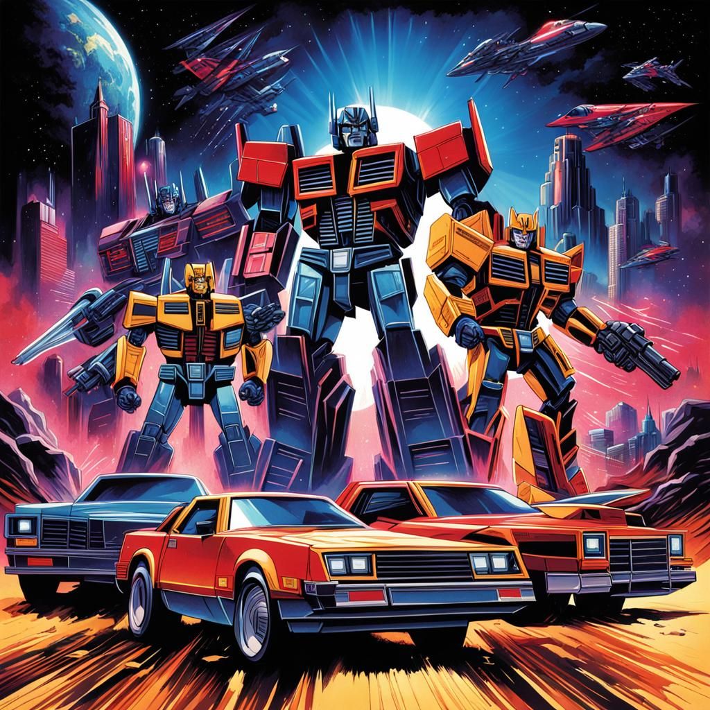 Vintage 80s Transformers Movie Poster Art