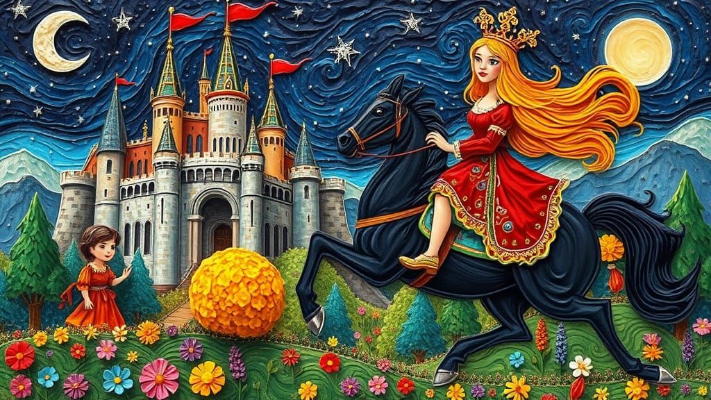 Fairy Tale Castle Scene in Impasto Style