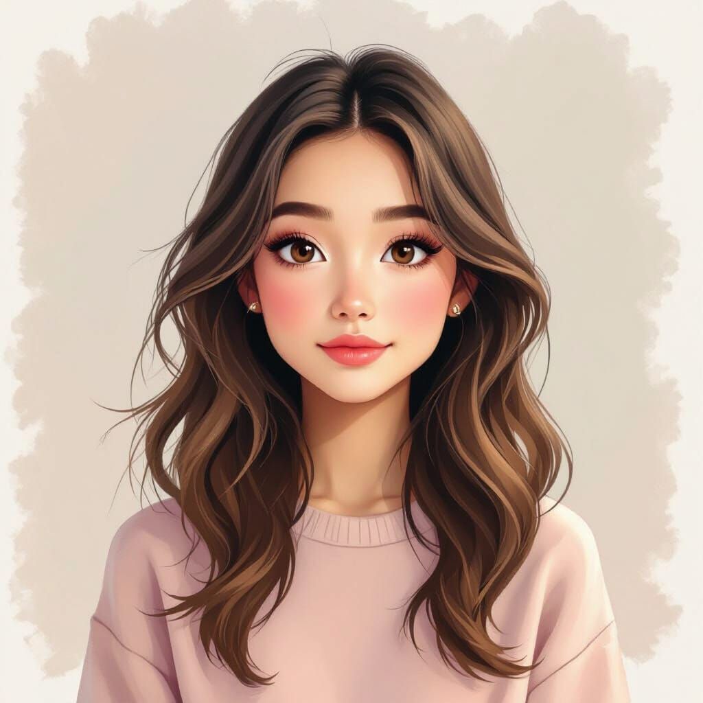 Pastel Portrait of a Girl in Digital Watercolor Style