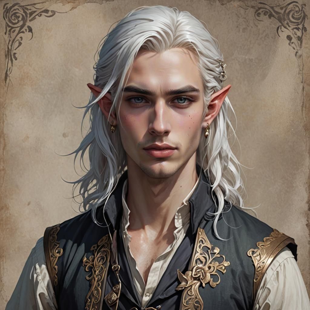 Brooding Half-Elf Bard in Fantasy Concept Art