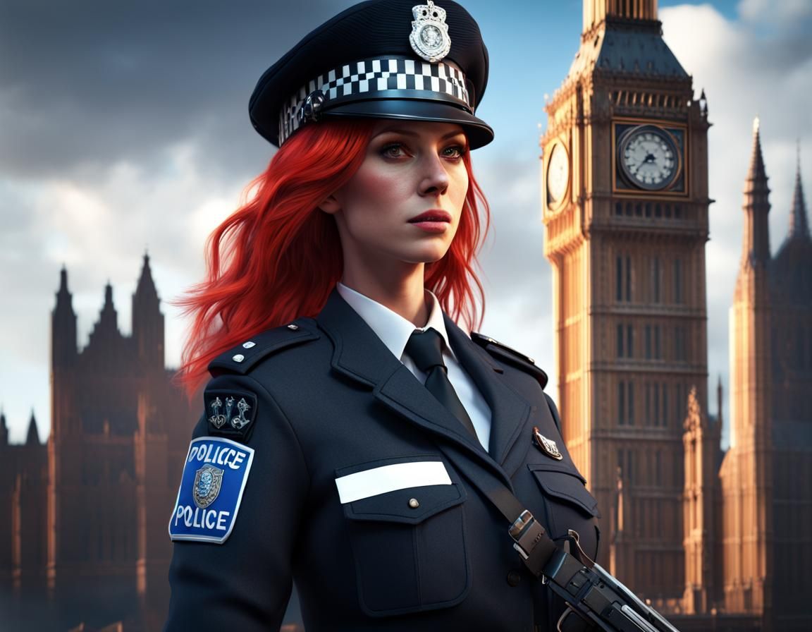 Lovely UK Policewoman in Detailed Matte Painting