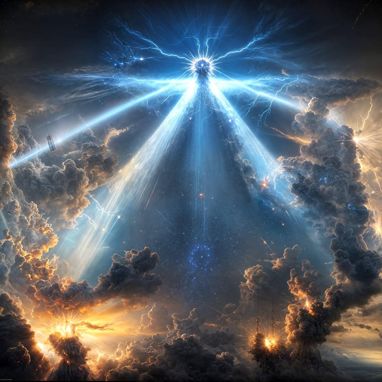 Exploding Science Lab in God Rays, Hyperdetailed