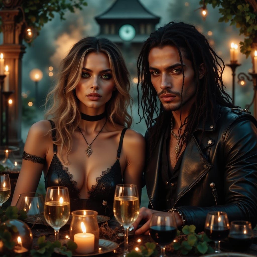 Gothic Romance in Neon Grunge Style