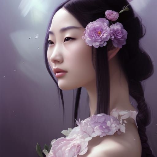 Chinese Woman Portrait in Hyperdetailed Digital Art