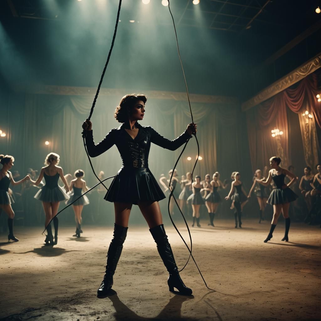 Ringmaster in Surreal Circus: Cinematic Film Still