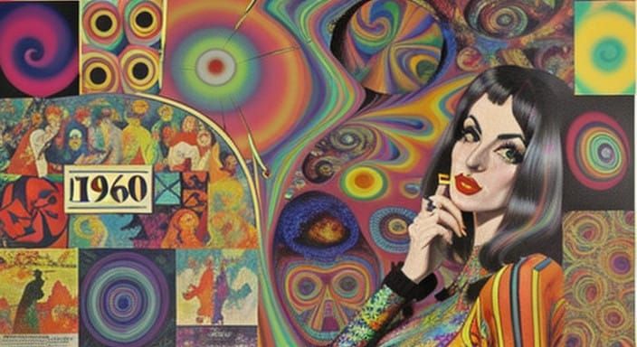 Psychedelic Collage of Suzie Cream-cheese in 1960s Style