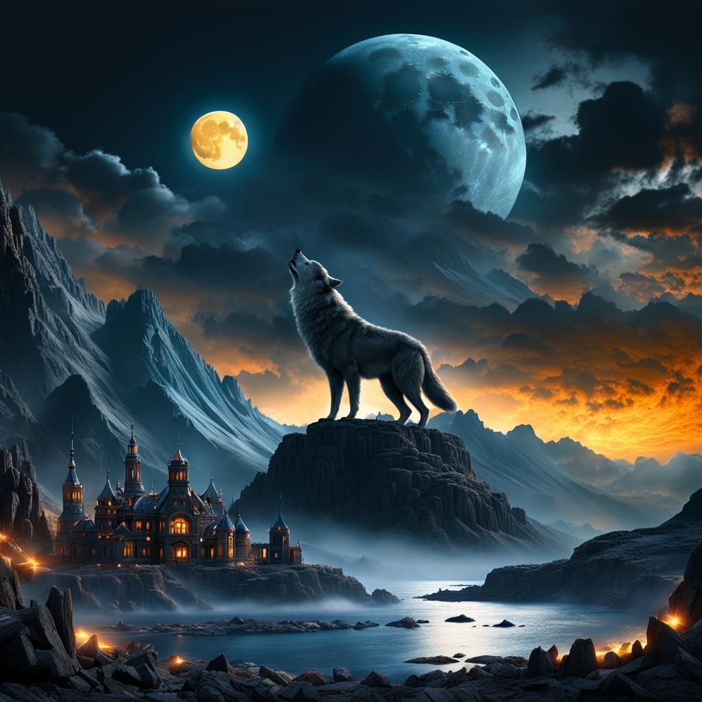 Wolf Howling at the Blue Corn Moon
