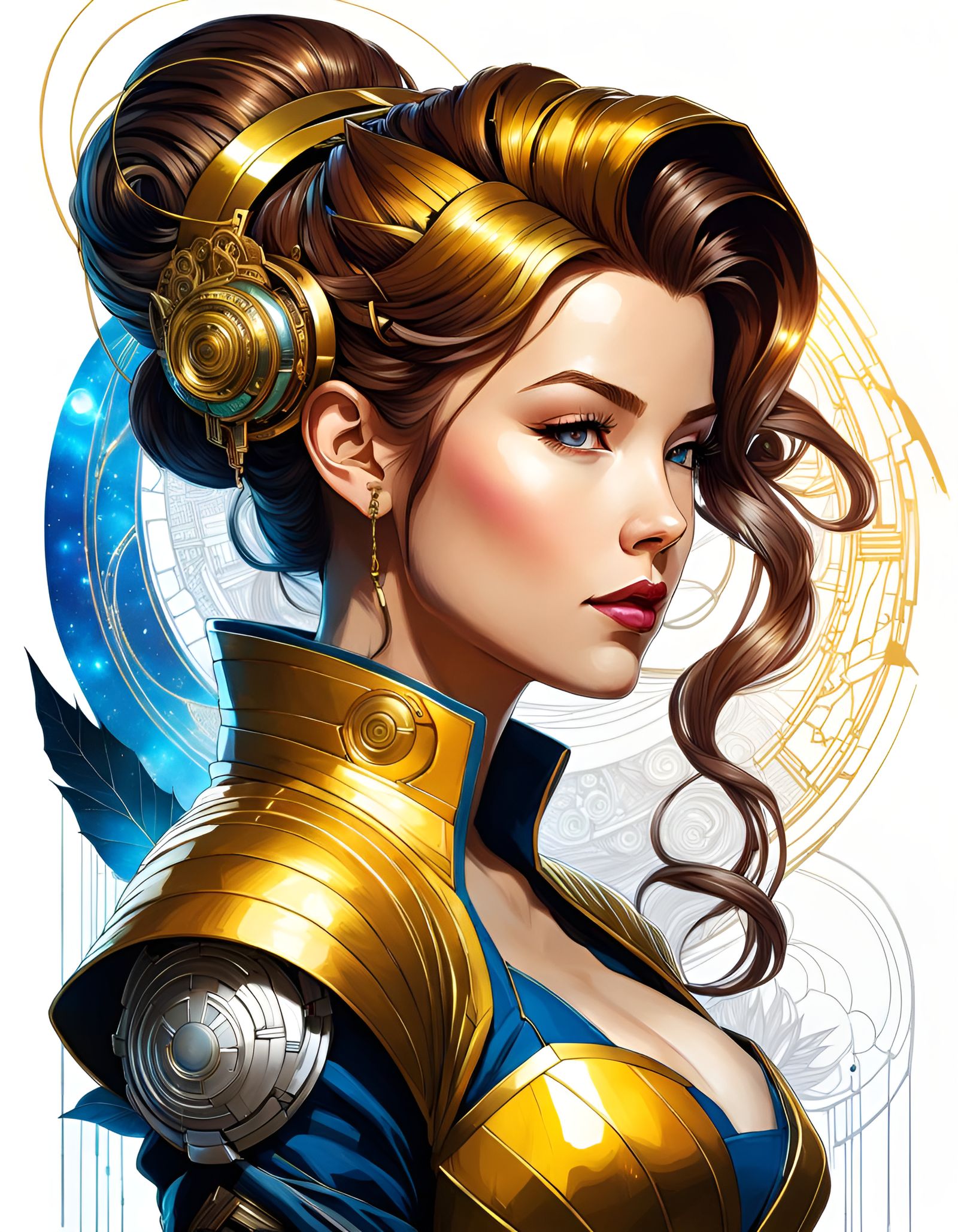 Cyberpunk Princess Belle with Golden Aura