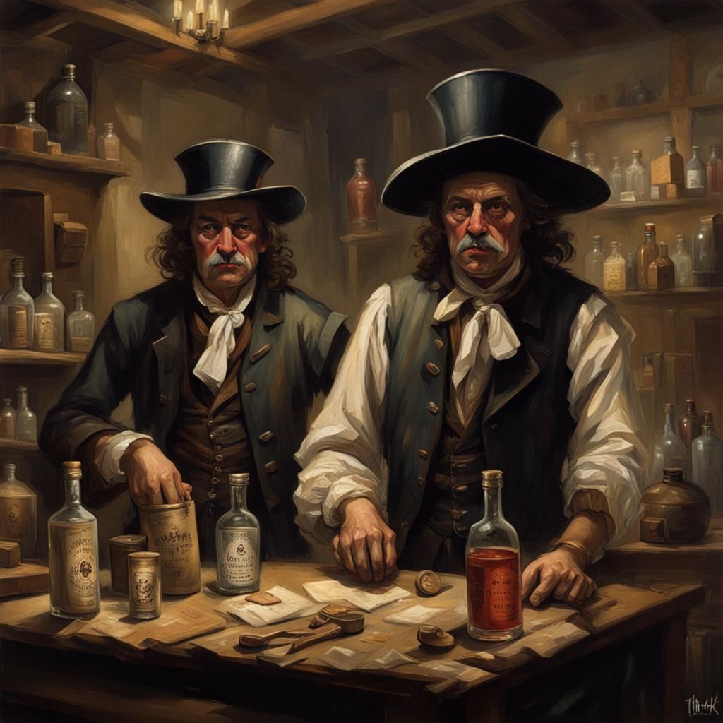 Sinister Scoundrels Plotting Treason in Gin Den