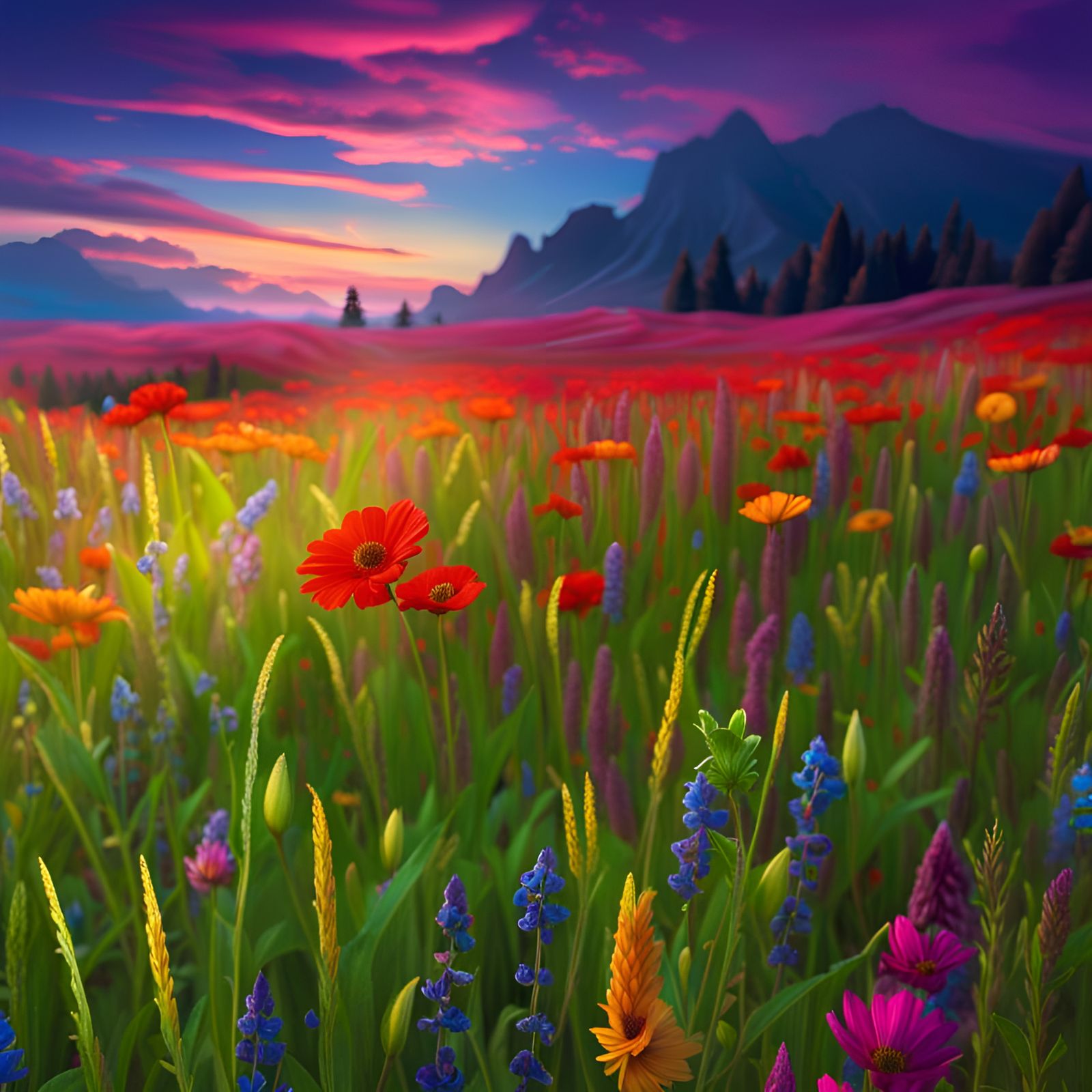 Wildflower Meadow: Dreamlike Concept Art