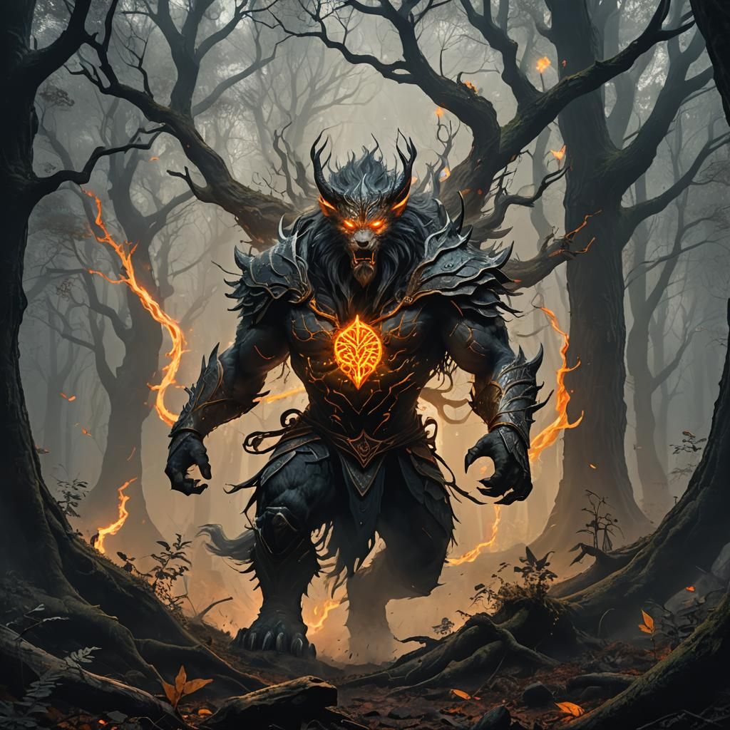 Thundering Beast Charges Through Mystical Forest