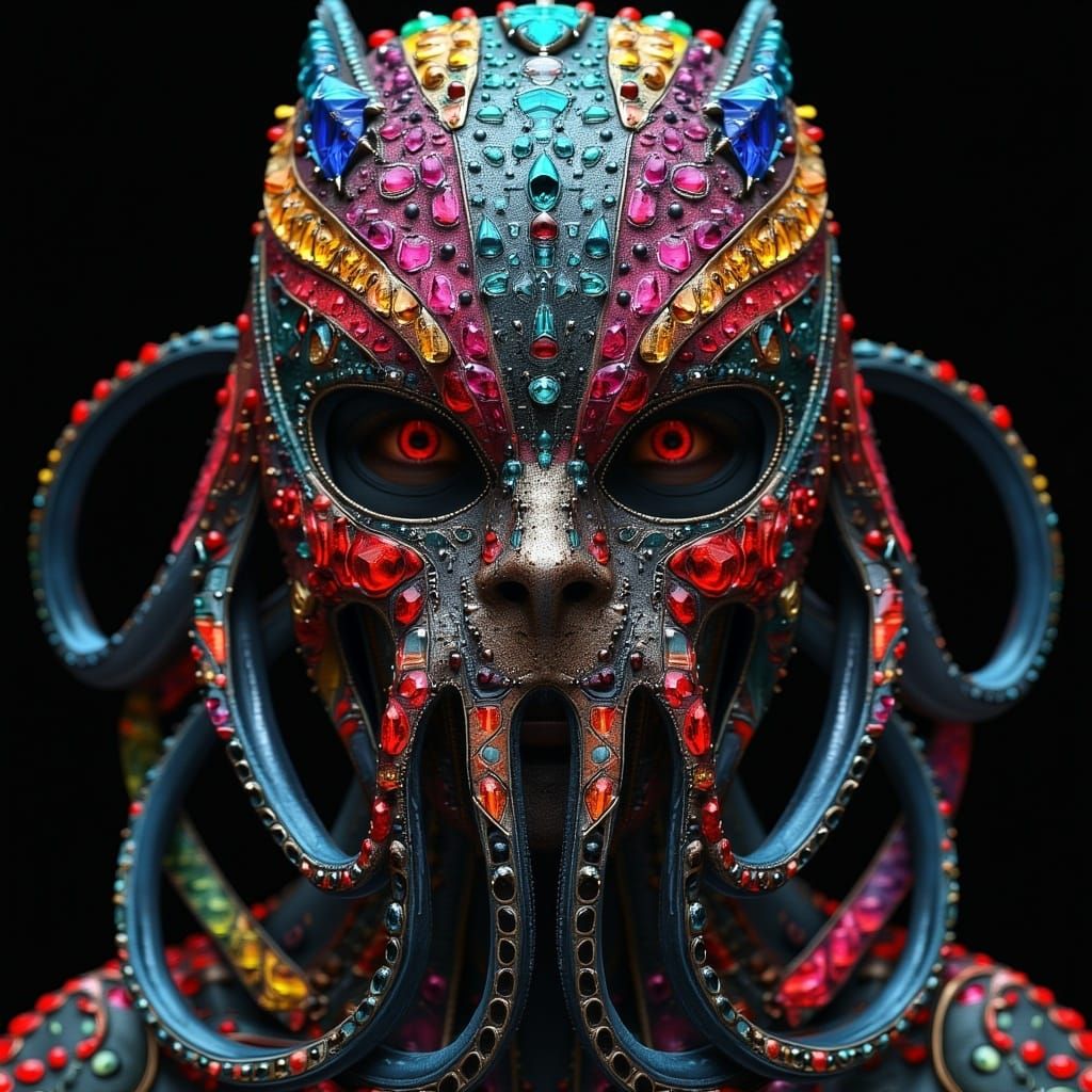 Ethereal Vampire Squid Masked Portrait in Dark Fantasy Style