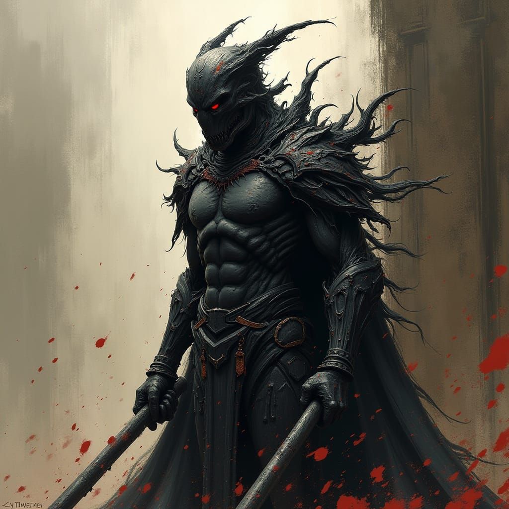 Cy Twombly-Inspired Grimdark Artwork