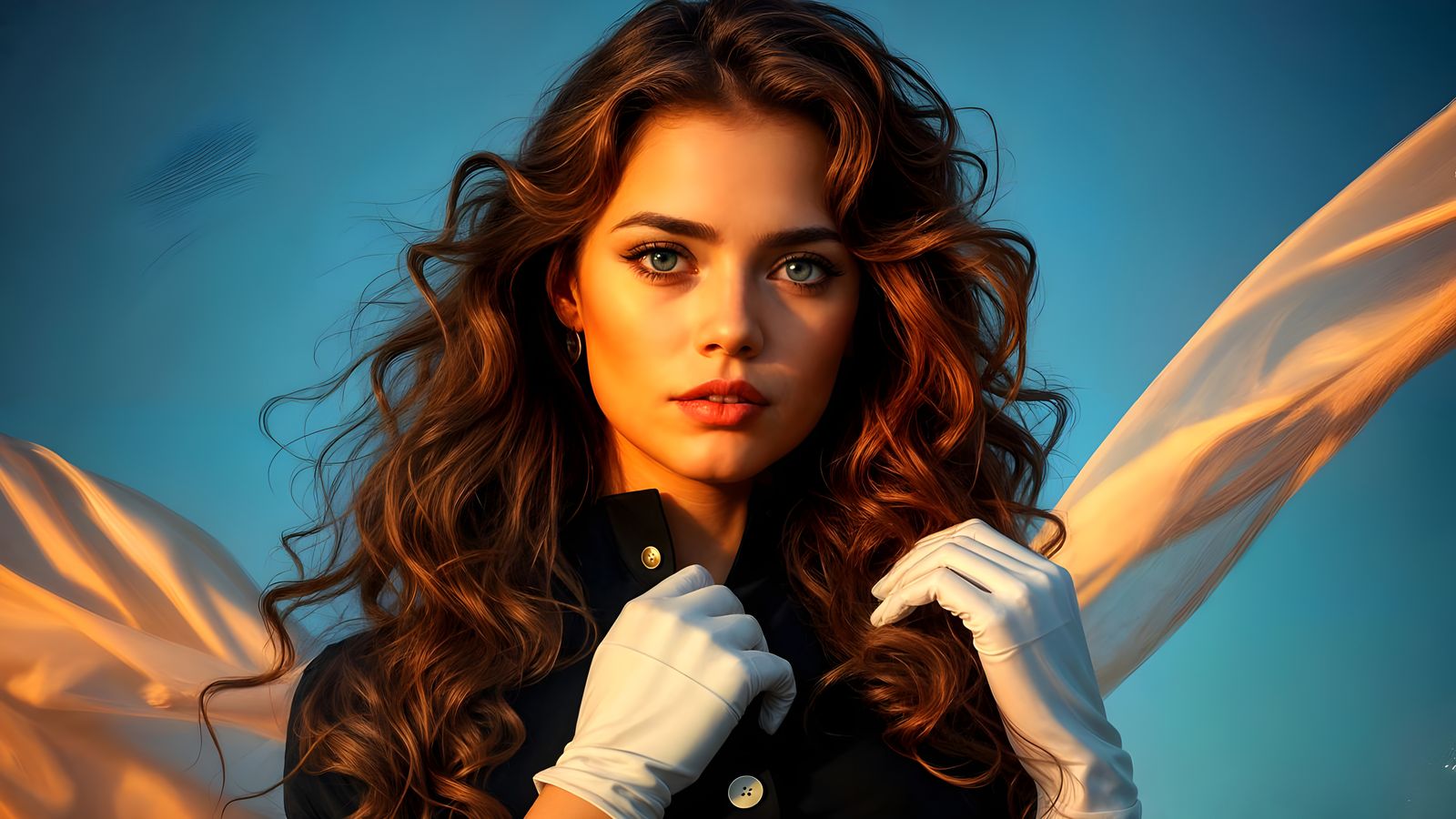 Elegant Young Woman Radiates Confidence in Majestic Setting