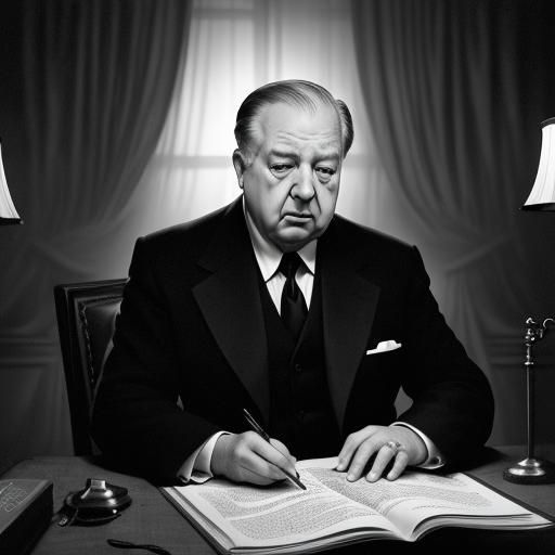 Suspenseful Film Still in Classic Film Noir Style