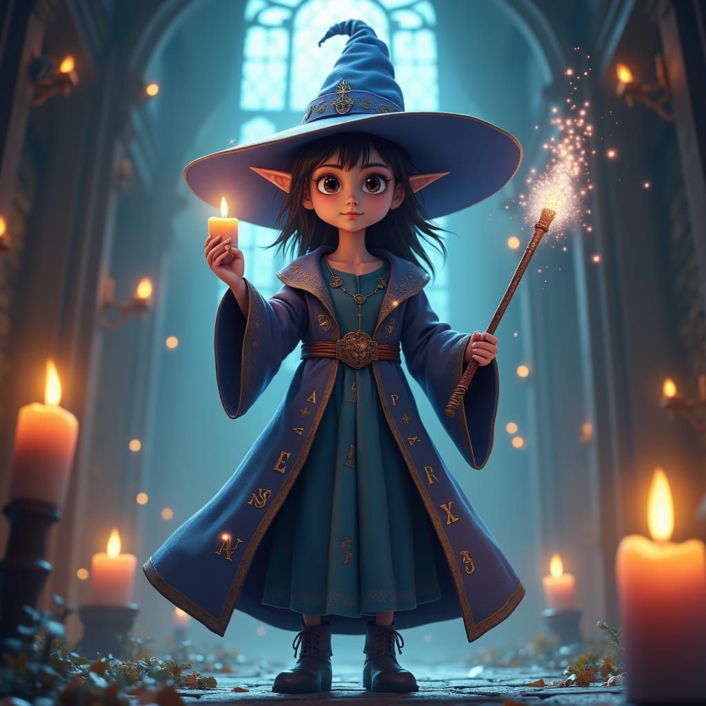 Enchanted Wizard in Hogwarts: Fantasy Concept Art