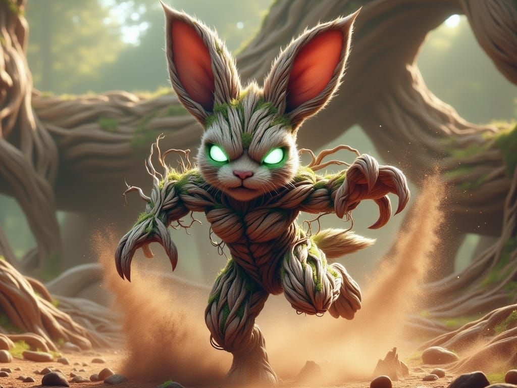 Chibi Bunny Karate Master in Dark Fantasy Style