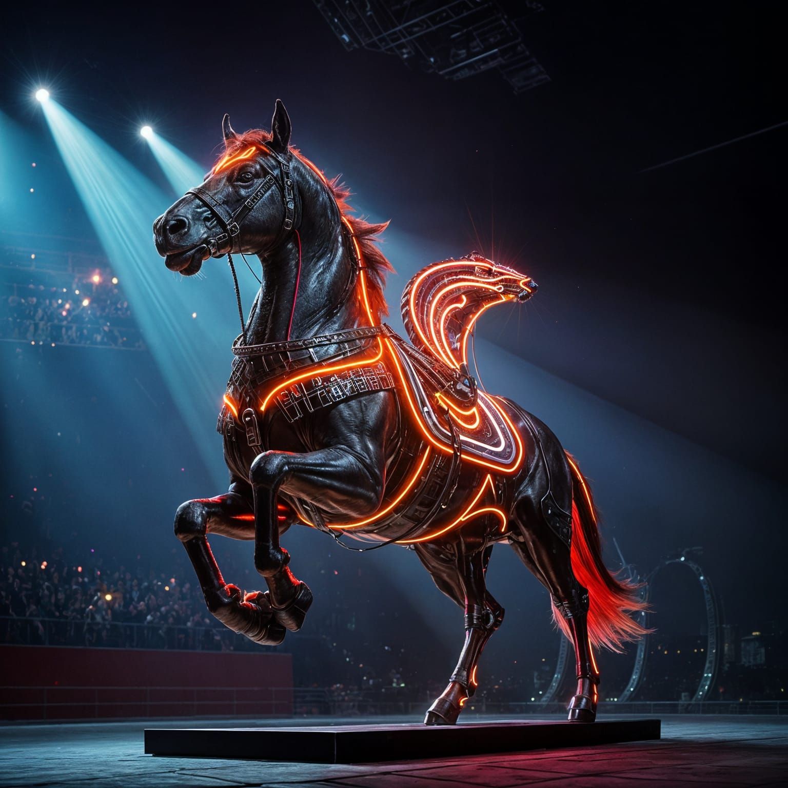 Futuristic Rocking Horse in Dystopian Spectacle